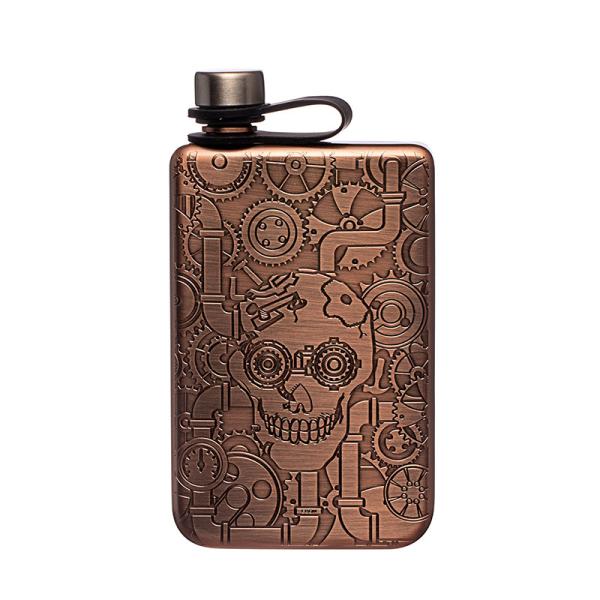 Hip Flask For Liquor Brushed Copper 7 Oz Stainless Steel Leakproof with Funnel