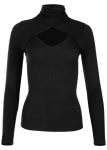 Autumn Slim Fit Sexy High Collar Long Sleeve Threaded Top Fashion Pure Color