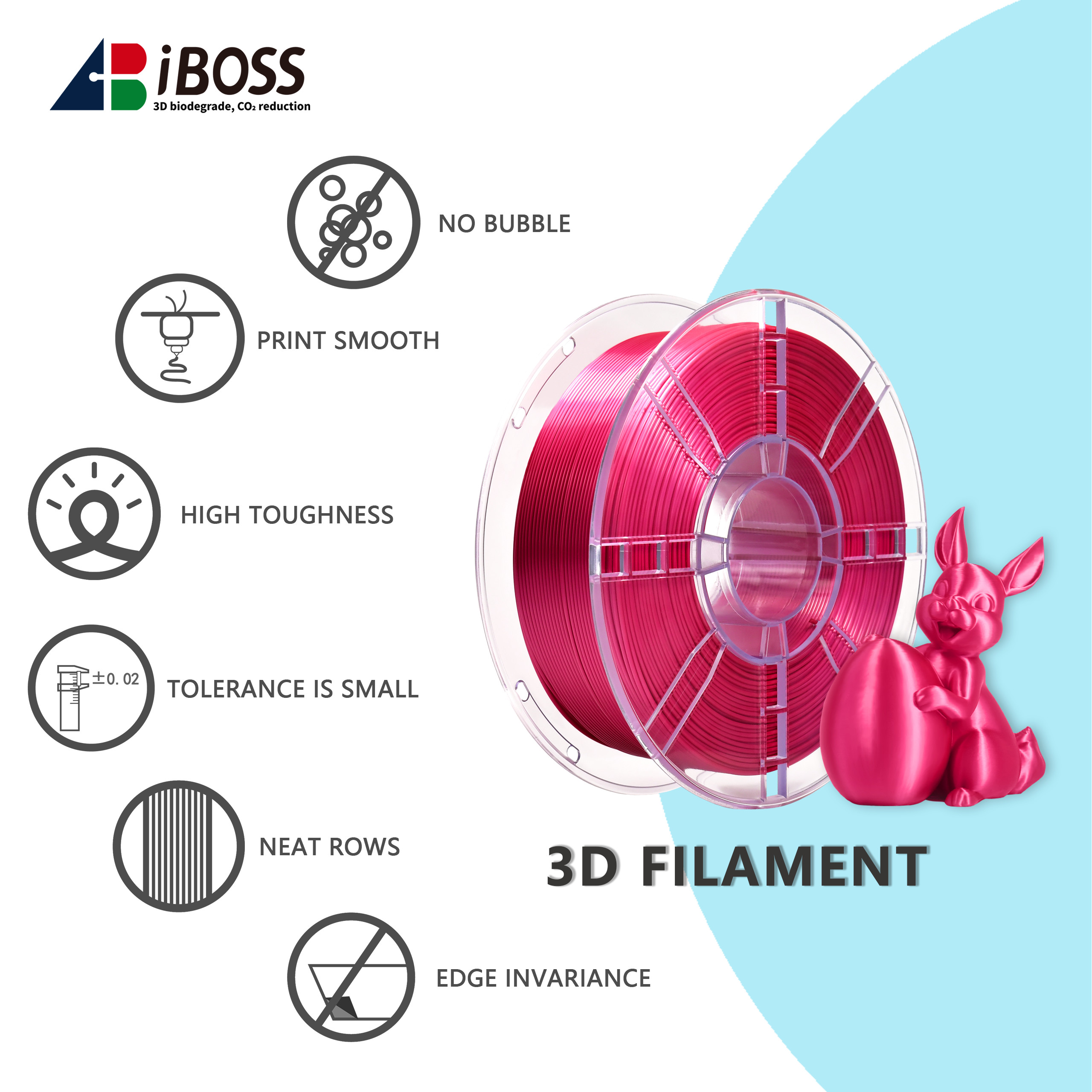 High-Speed Printing 3D Printer Filament 1kg Silk Rose Red 1.75mm PLA+ Filament