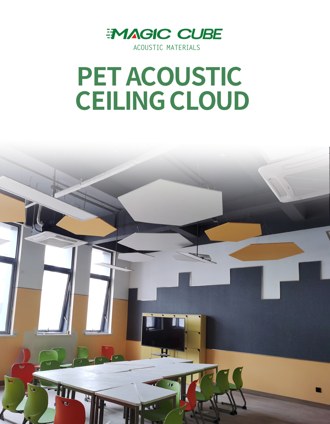 Polyester Fiber Sound Dampening Ceiling Tiles Decorative Design for Hotel