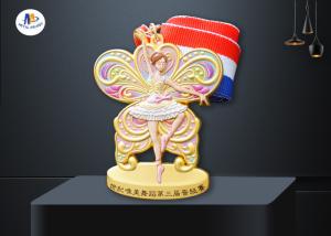 Quality Dancing Medal In 3D Effect Colors Painting for Dancing Girl With Woven Ribbon wholesale