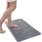 Grey Fluffy 24''x38'' Microfiber Bathroom Mats Super Water Absorption