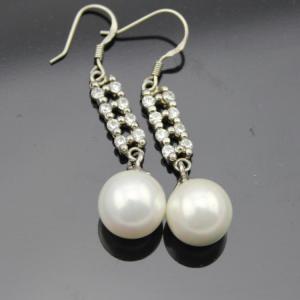 Quality Fashion 925 Silver White 10mm Simulated Shell Pearl Earrings (E47) wholesale