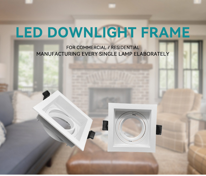 Aluminum Square Recessed Spotlight 90° Rotation 20° Tilt Deep Anti-Glare For Commercial Lighting