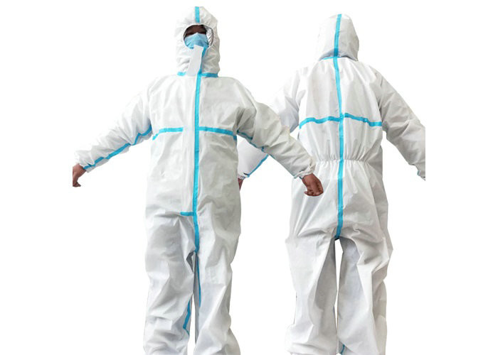 Anti - Static Disposable PPE Coveralls Breathable White Disposable Overalls