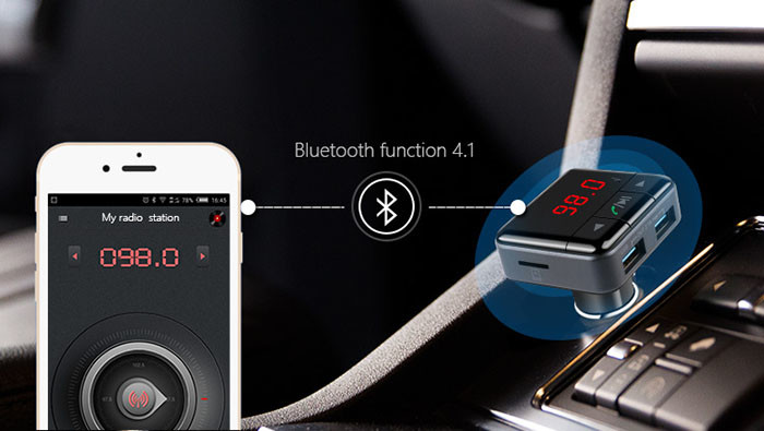 Car Mp3 Player Dual USB Charger Supported TF Card And Built - In MIC