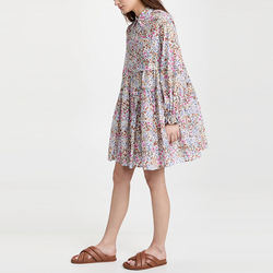 Ladies Collared Neck Dress for Women Long Sleeve Clothing Manufacturers Ruffle Trim Elegant Custom Logo Floral Cotton Dress