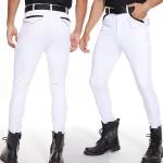 White Men Horse Riding Legging Half Knee Silicone Equitacion Breeches