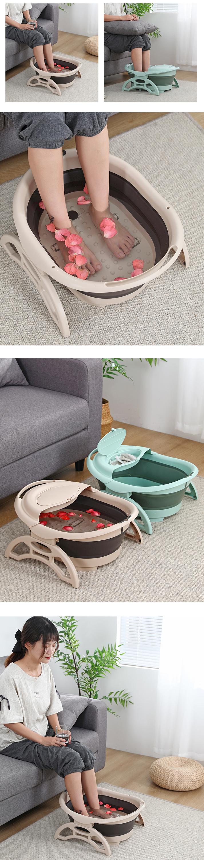 1KG Plastic Collapsible Foot Tub Folding Barrel With Cover