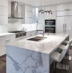 Modern European Style Kitchen Pantry Cabinet with Solid Wood and White Gloss