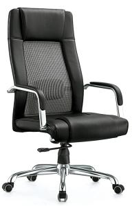 Quality Pu Black Leather Computer Chair , Chrome Arm Mid Back Desk Chair Custom Size wholesale