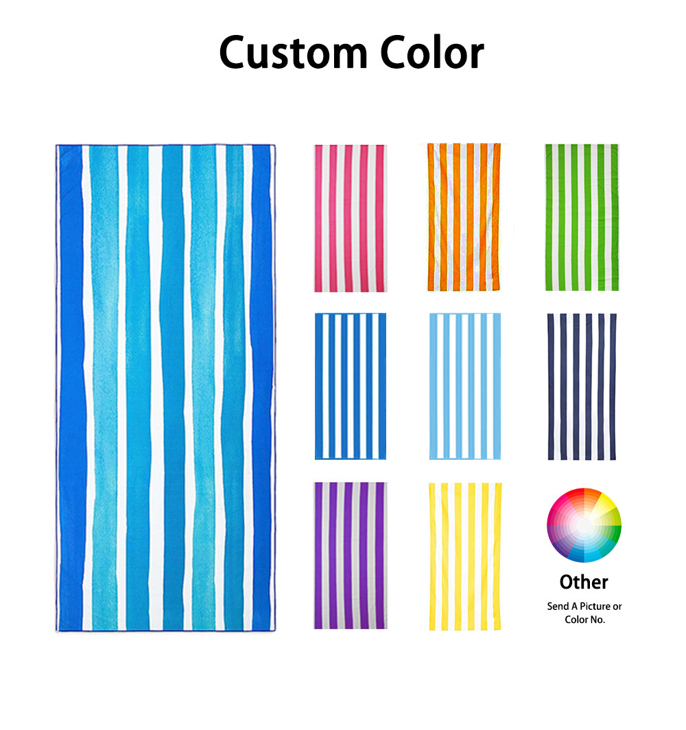 Summer Quick Dry Anti Sand Microfiber Striped Beach Towel With Bag