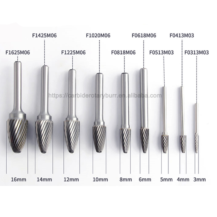 Tungsten Carbide Burr Set Double Cut 6mm Shank for Metal Engraving