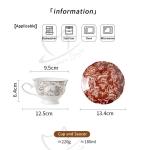 Food Grade Porcelain Taza Red Floral Cups And Saucers Set For Luxury Afternoon