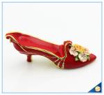 Handmade Elegant High Heel Shoes Shape Trinket Box Beautiful Flower Jewelry Box