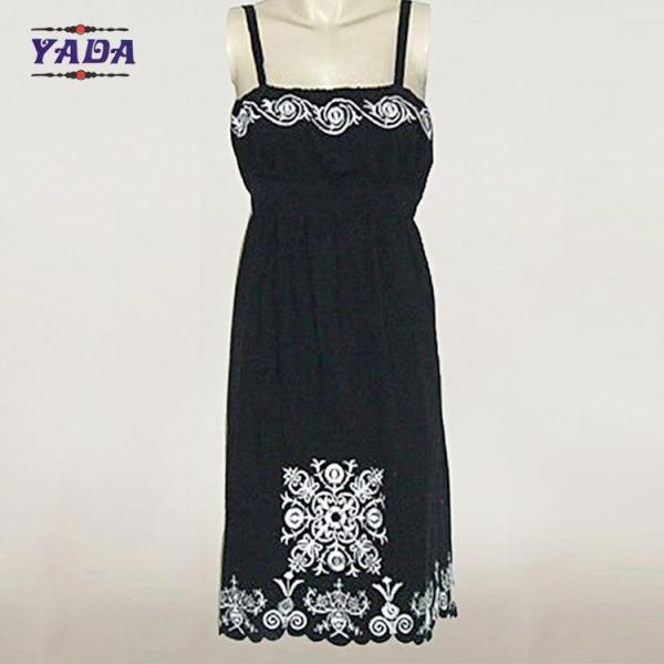 Women black batwing sleeve embroidery elegant dress ladies executive dresses