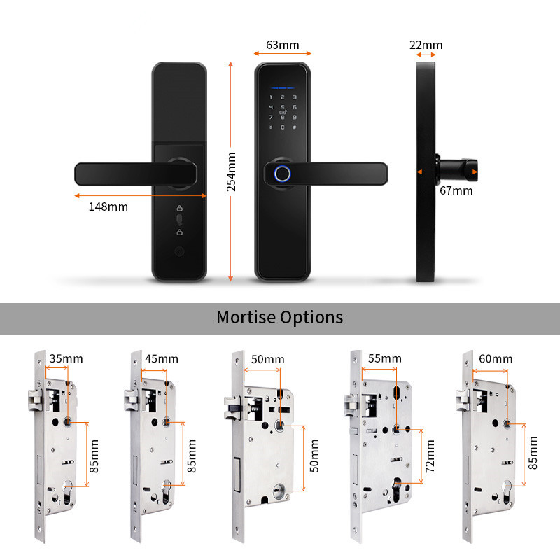 Tuya Wifi Fingerprint Smart Door Lock Waterproof App Remote Control Lock