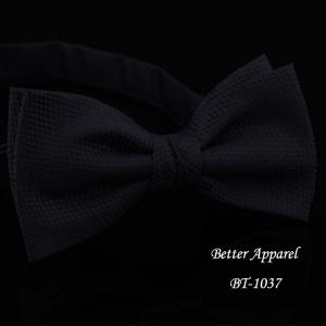 Quality solid black 100% polyester pre-bow tie for business man wholesale