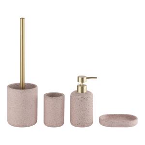 Quality 4pcs Set Terrazzo Bathroom Accessories Set Countertop Pink For Family Hotel Bathroom wholesale