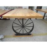 Metal Carriage Wheel solid pine wood dining table Restaurant Home
