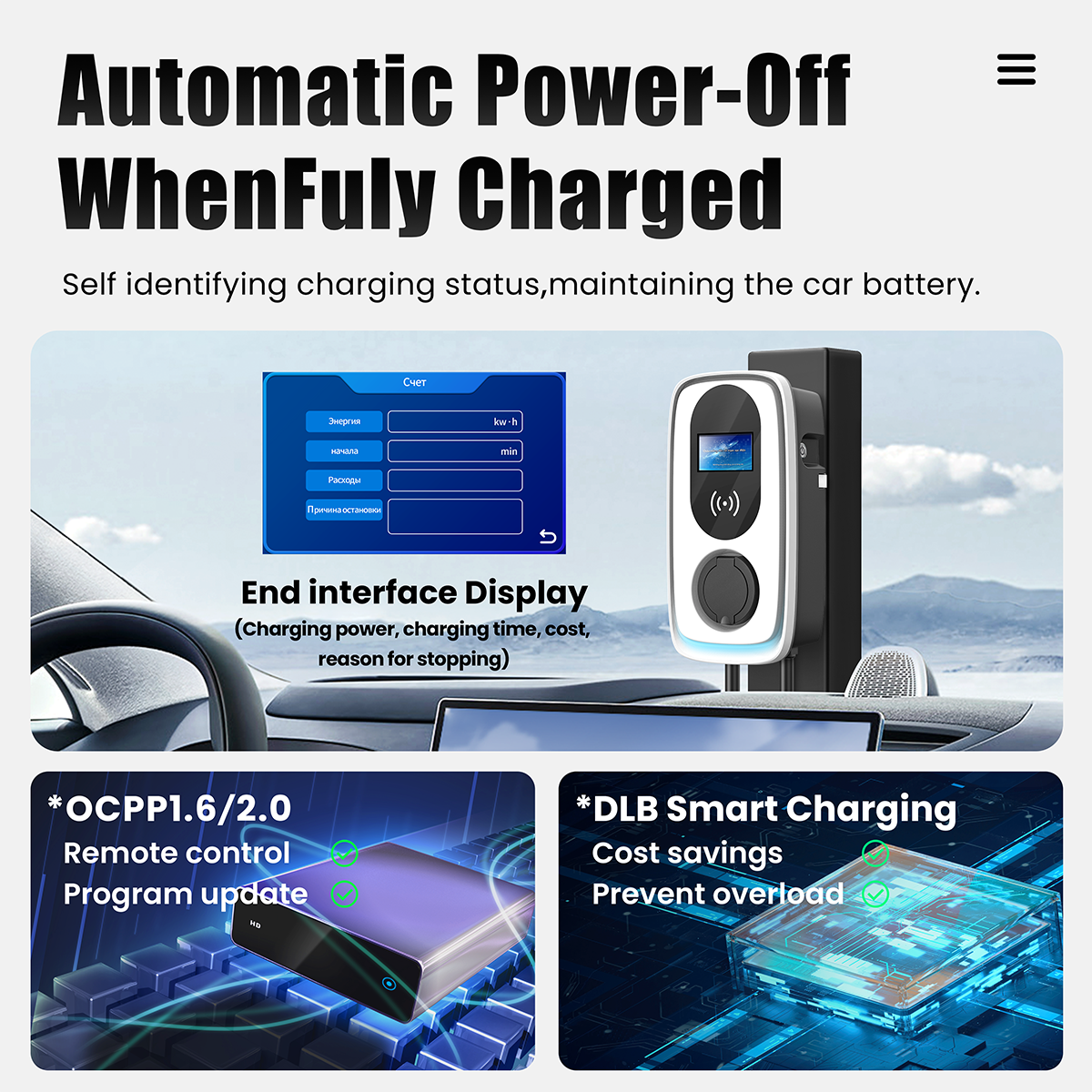 IP 65 Level MAXPOWER OCPP CCS2 22kw Wall Mounted EVSE AC Commercial EV Charger with LAN Network Connection