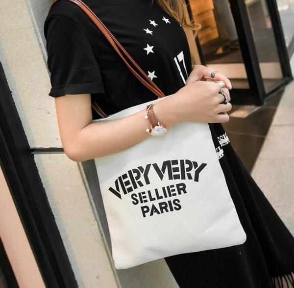 Canvas shoulder bag leisure female bag bucket casual Korean version of the hand