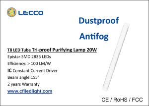 Quality Tri Proof 2ft T8 LED Tube Light 6000K 20W Ceiling Mounted 100 LM / W wholesale