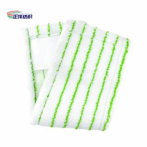 Quality 5x18 Inch Industrial Microfiber Dust Mop Green Stripes European Style Pockets wholesale