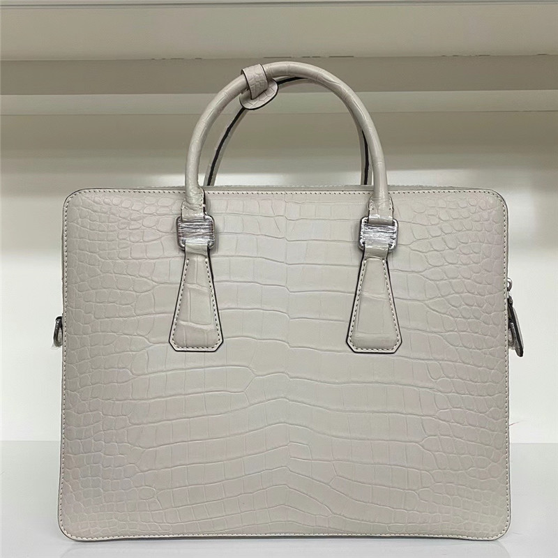Authentic Crocodile Belly Skin Matt Finish Nude Color Male Briefcase Genuine Alligator Leather Businessmen Working Totes