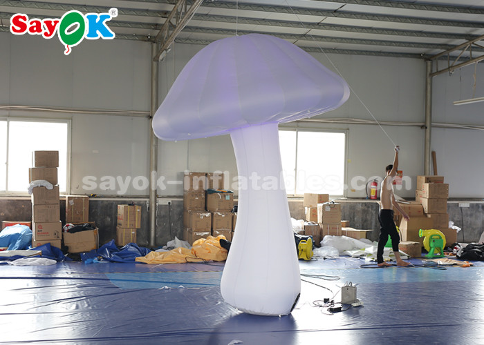 Stage Inflatable Lighting Decoration , 2m Polyester Inflatable Mushroom With 16 Colors LED Lights Changing