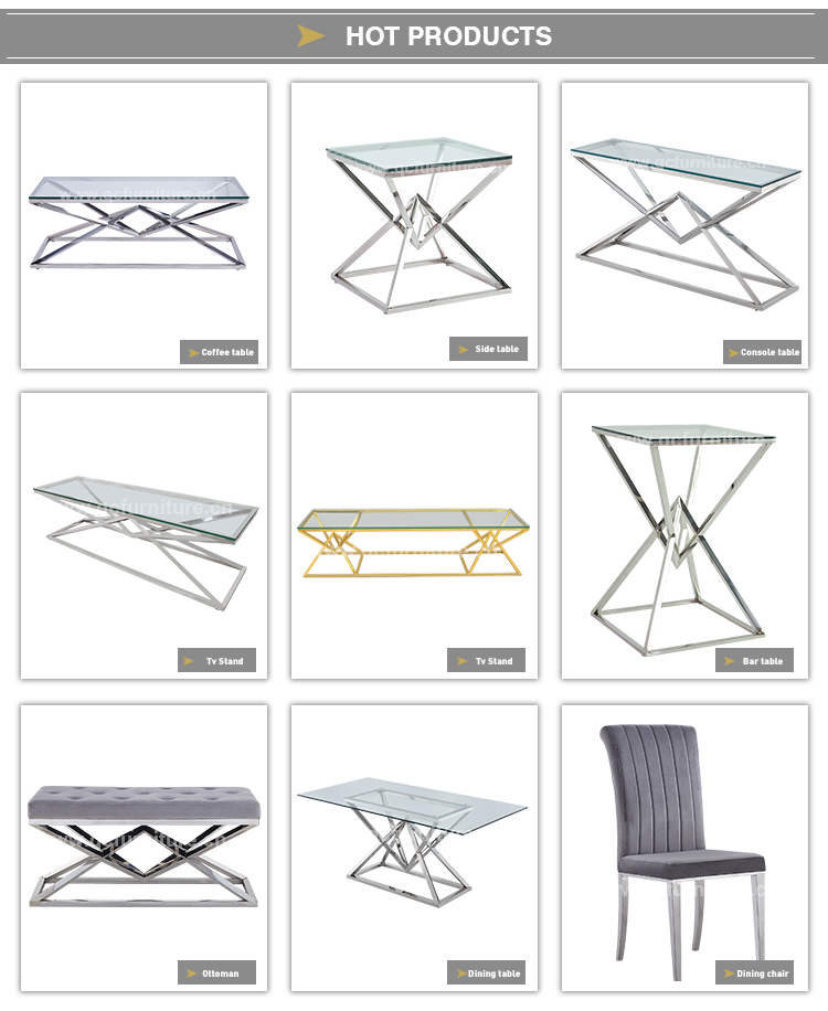 50cmx50cmx55cm Stainless Steel Side Tables For Living Room with Glass Top
