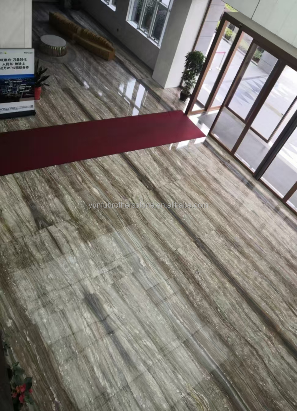 Hotel Stair Step and Floor Decoration Italy Natural Brown Marble Tiles with River Vein