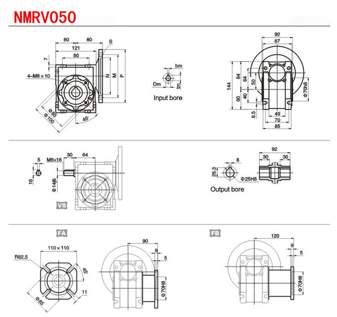 Aluminum Alloy Shell Double Reduction Gear Reducer Nmrv050/075 High Safety