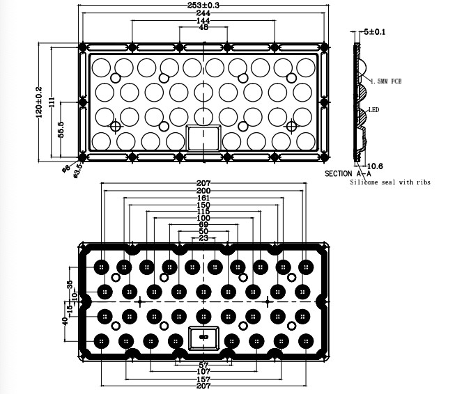 100w PH3030 LED Street Light Module 91% Tranmittance