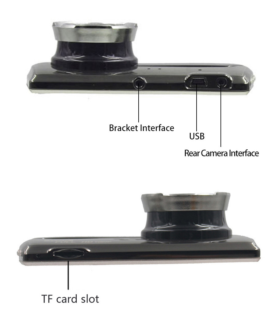 Dual HD 1080P Car DVR Dash Cam Recorder 4 Inch IPS Screen Front And Rear Camera