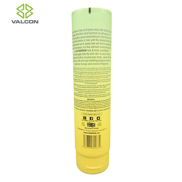 Round 250 ML Hand Sanitizer Tube Body Wash With Yellow Flip Cap Foil Seal