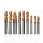 HRC55 Golden Color 4 Flute Long Shank Square End Mill Cutter 1/4 Inch Coating