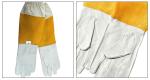 L - XL White Sheepskin Beekeeping Gloves With Yellow Soft Ventilated Sleeve