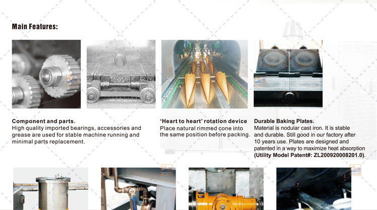 5m Long Rolled Sugar Cone Production Line Versatile Fully Automatic 51 Baking Plates