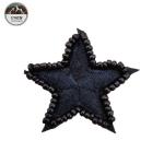Self Adhesive Black Large Heart Patch , Beads Material Embroidered Star Patches