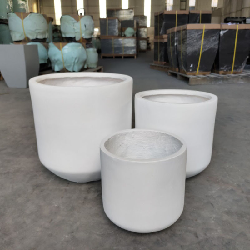 Frost Resistant Patio Fiber Clay Planters Round Shape