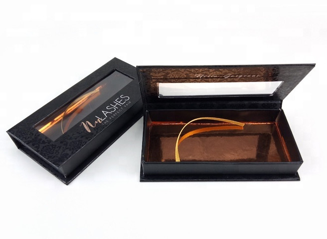 Printed 3D 4C Fake Eyelash Container 100% Eco Paper Box With Pvc Window