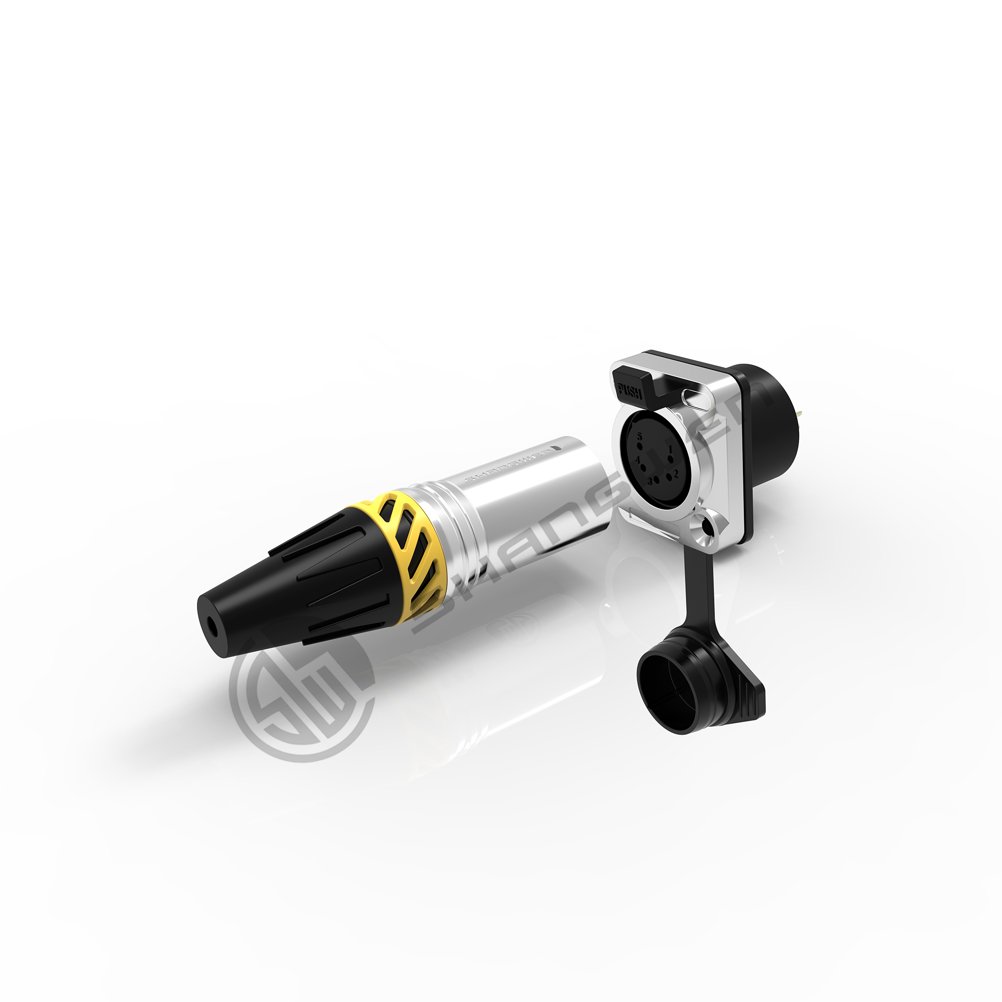 XLR Audio Power Waterproof Socket Connector 5 Pin Microphone IP65