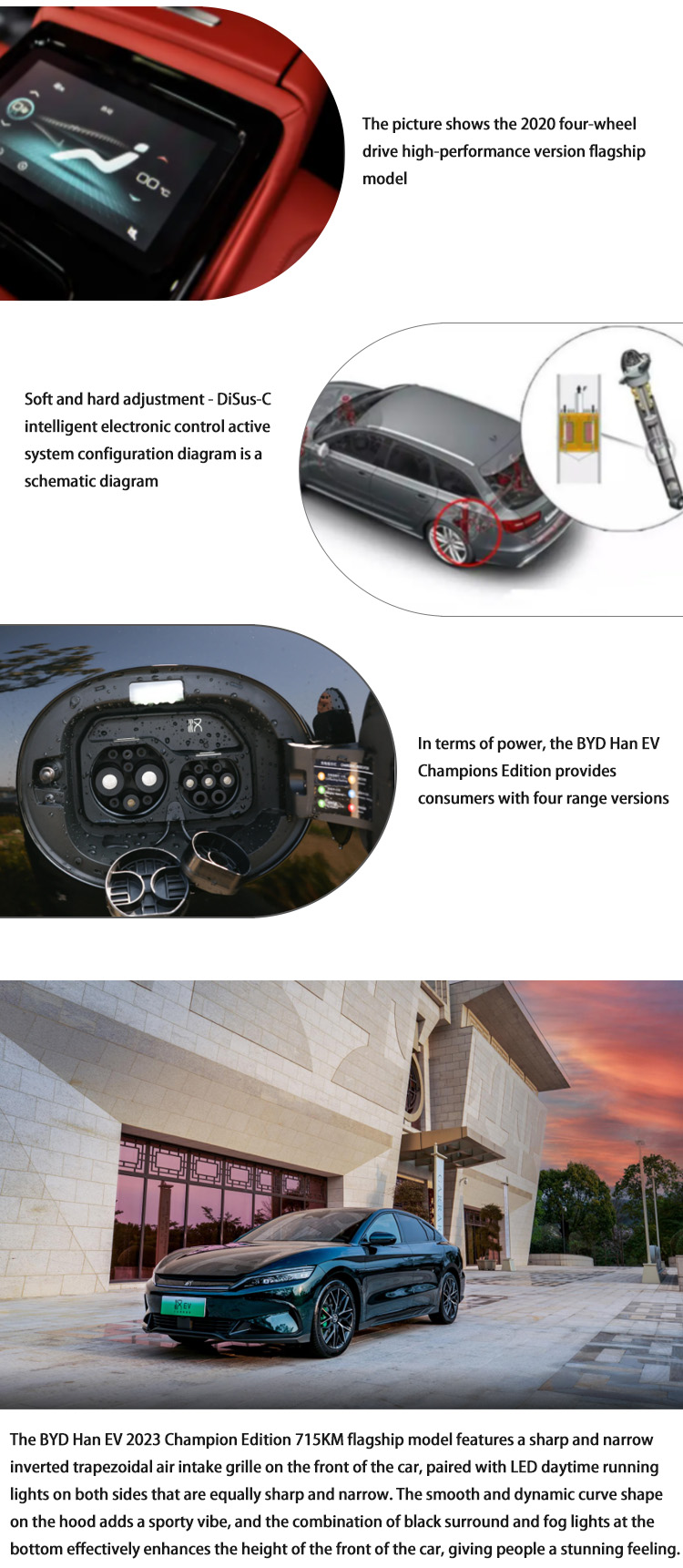China New Energy Vehicles Pure 4 Wheel Sedan Cars Byd Qin Han EV Electric Car