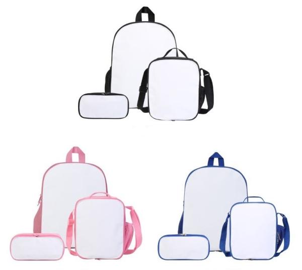 Three Piece Of Sublimation Bags School Bag Pencil Bag Lunch Bag For DIY Photos