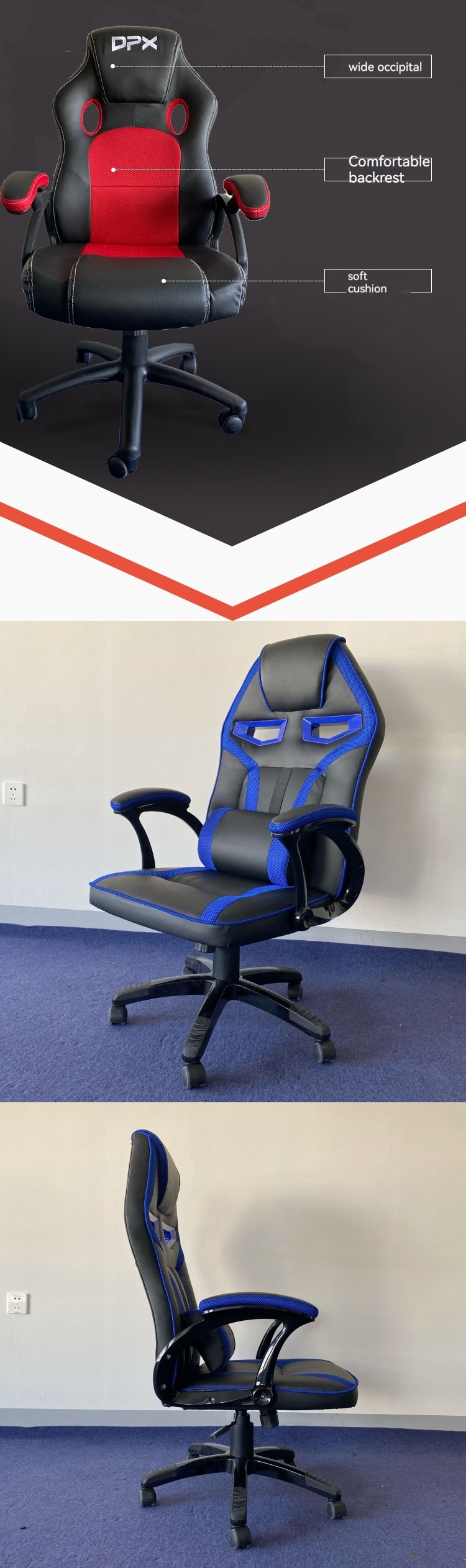 ISO9001/ISO14001 Certified White Gaming Chair with Swivel Function and Lumbar Support