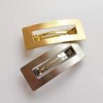 Golden Silver Metal Spring Hair Clips Women Girls Fashion Square Bobby Pin 8x3cm