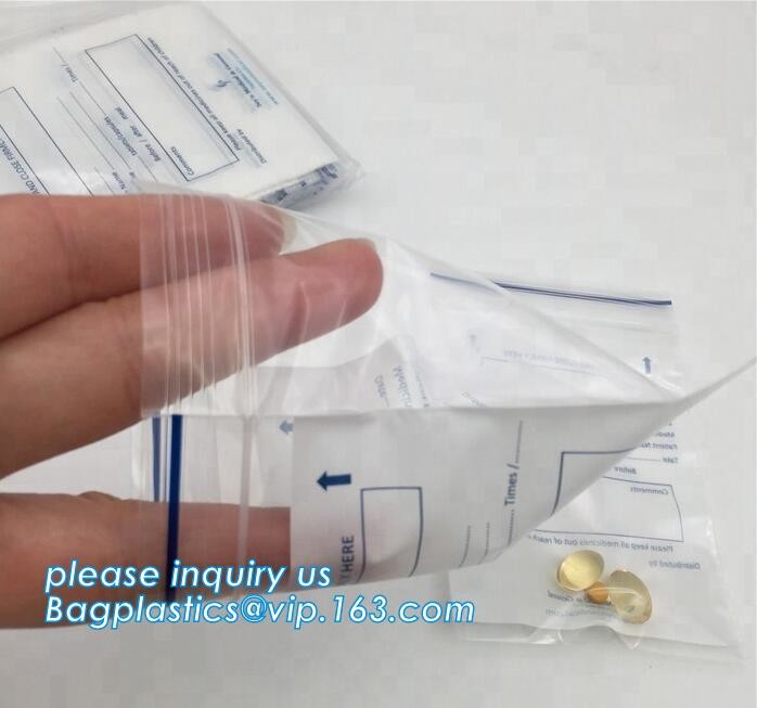 resealable one side clear pouch pharmacy small Zip lockk pill package zip lock plastic bags pills packaging bag, bagplasti