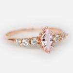 Engagement Minimalist Design Marquise Cut Pink Morganite S925 Silver Women