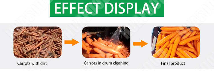 High Efficiency Potato Processing Machinery Brush Type Carrot Cleaning Machine
